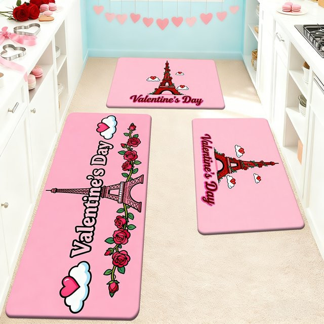 VIKAMA Teppich in Rosa mit floralem Design für Wohnzimmer, Schlafzimmer oder Küche - Bild 1