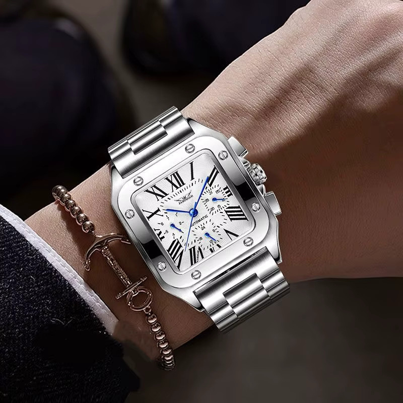 FORSINING Armbanduhr Automatik, Edelstahl, eckig, Silber, Herren - Bild 2