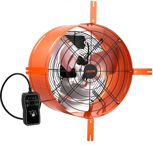 VEVOR Dachbodenlüfter Orange mit Thermostat, 40,6 cm Lüfter für Kühlung und Luftzirkulation in Werkstatt und Garage aus Stahl - Bild 1