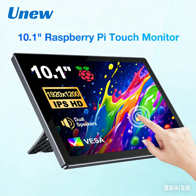 Unew 10,1 Zoll Raspberry Pi Touchscreen-Monitor mit IPS-Display, 1920x1200 Full HD, HDMI und USB-C, Schwarz - Bild 1