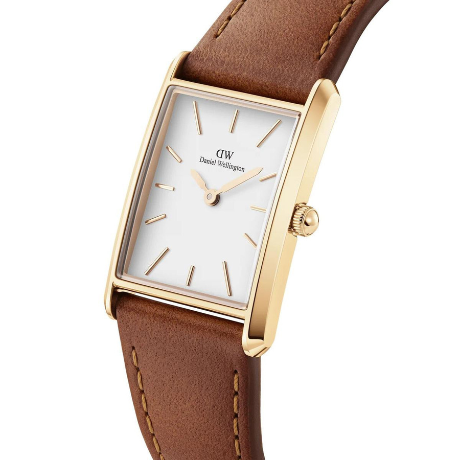 Daniel Wellington Damenuhr, Quarz, Edelstahl, Gold, Leder, Rechteckig - Bild 2