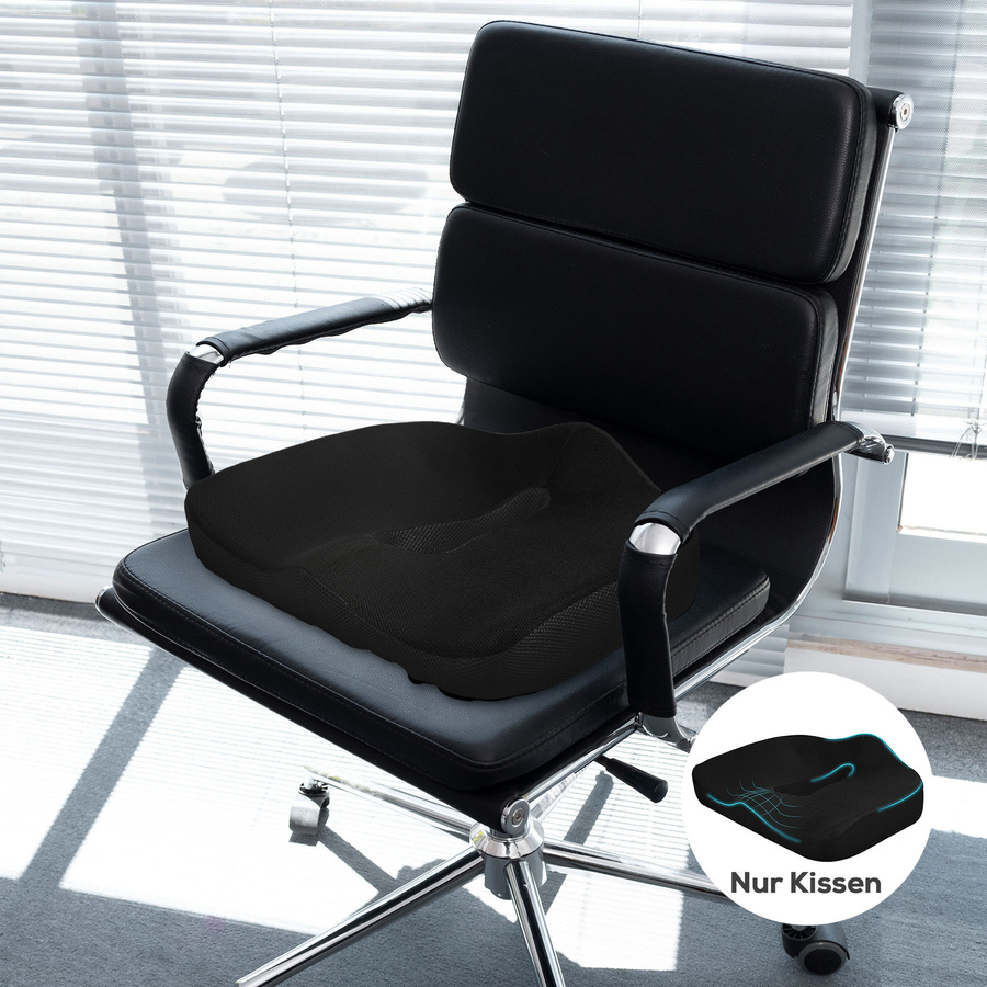 HOMCOM Orthopädisches Sitzkissen aus Memory Foam für Steißbein und Ischias, Ergonomisches Sitzkissen in Schwarz - Bild 2