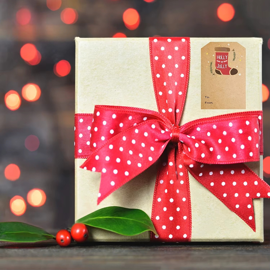 Bview Art Weihnachtsgeschenketiketten als selbstklebende Rolle, 300 Stück, beschreibbare Weihnachtsaufkleber für Pakete, B/B/B: 5,1 x 5,1 x 5,1 cm - Bild 2