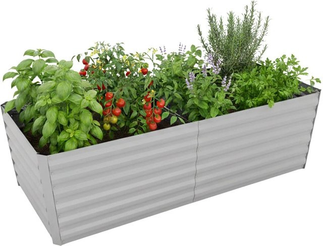 Wetterfestes Hochbeet aus verzinktem Eisen von Relaxdays in Hellgrau, B/T/H: 180 x 57 x 90 cm - Bild 1