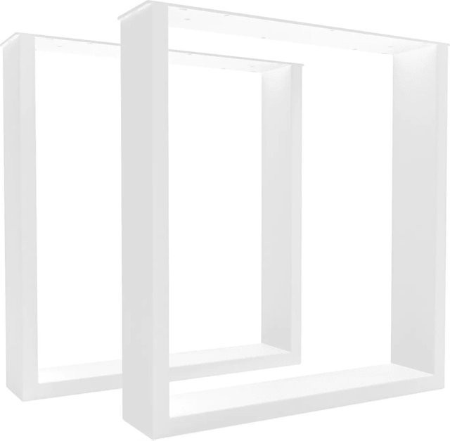 HEVVA Tischbeine BASEL 2er Set Weiß Metall Modern Tiefe: 40 cm, Höhe: 43 cm - Bild 1