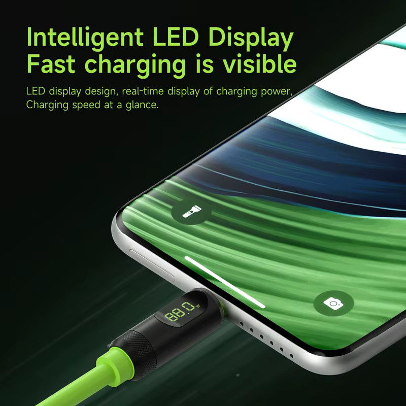 Hagibis USB-C-Schnellladekabel mit LED-Anzeige, PD 240 W, 40 Gbit/s Videokabel, kompatibel mit Thunderbolt 4/3, Farbe: Grün - Bild 2