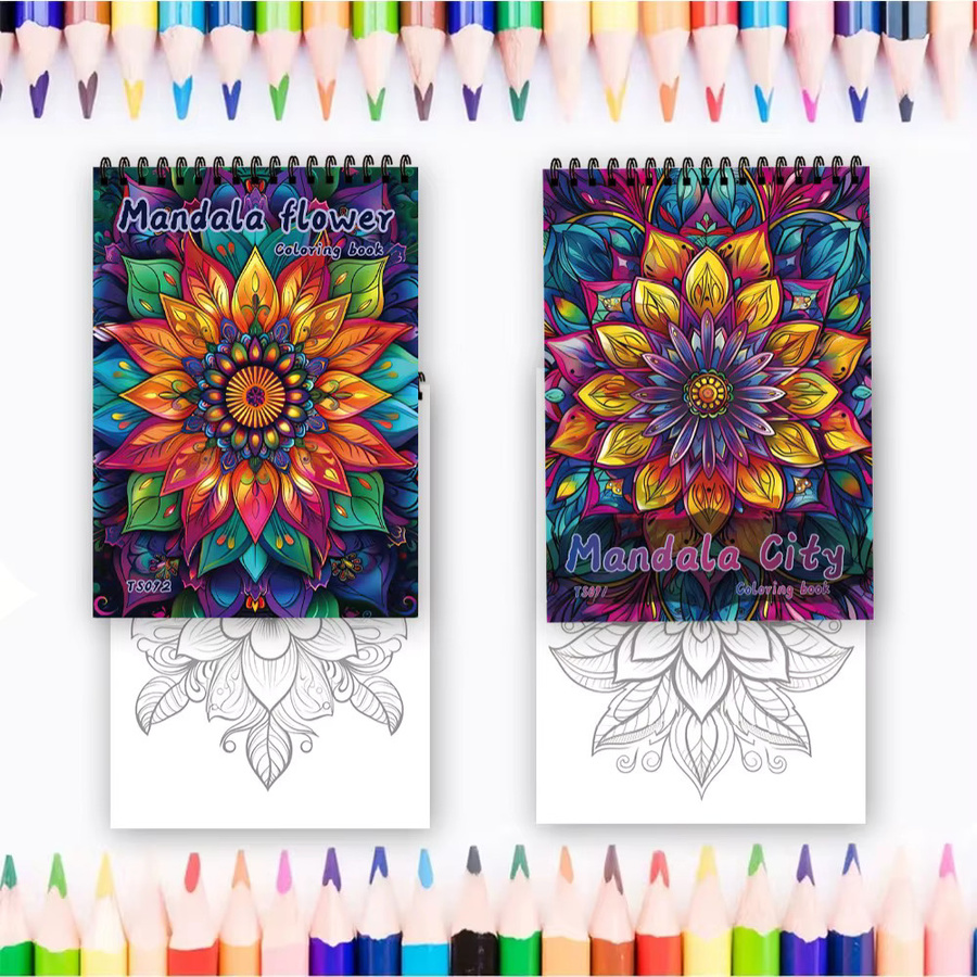 2-teiliges Mandala-Malbuch-Set für Erwachsene mit 30 einzigartigen Designs in Multicolour, Breite: 74,17 cm, Tiefe: 21,08 cm - Bild 4