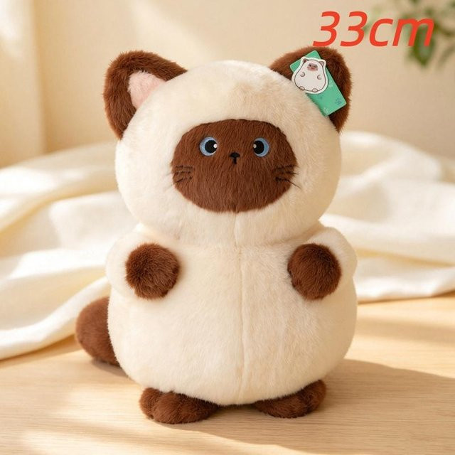 Yiran toy Kawaii Mollige Siamkatze, Stofftier Plüschkissen, Weiß - Bild 1