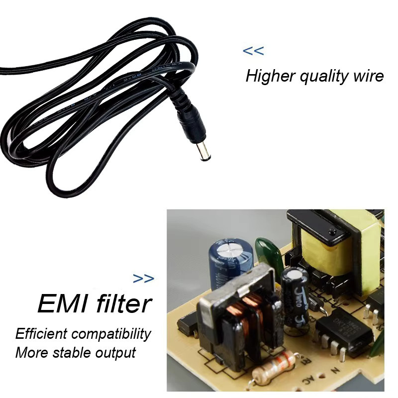 JIENUO Universal Netzteil Adapter Konverter Schwarz, AC 100V-240V zu DC 12V 2A mit Barrel Plug für Kamera, DVR, NVR, LED und Roboter - Bild 3