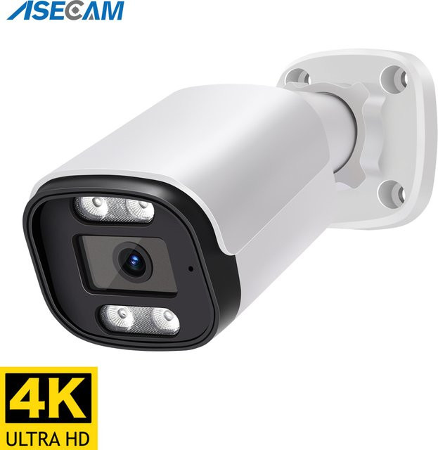 ASECAM 4K 8MP IP-Überwachungskamera für den Außenbereich mit Audio, PoE, H.265 und Farb-Nachtsicht in Weiß - Bild 1