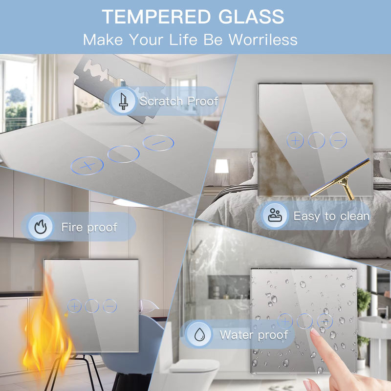 BSEED Touchscreen-Dimmer mit Glasscheibe, 1 Gang, 2-Wege, LED-dimmbar, Weiß und Schwarz, 10 A - Bild 3