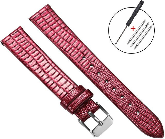 BY-house Uhrenarmband Leder, weinrot, 12mm, Damen - Bild 1