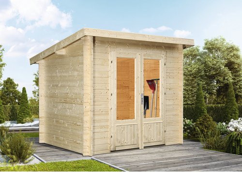 WOLFF FINNHAUS Gartenhaus Lüttich aus Holz in Beige, B/H/T: 240 x 222 x 240 cm - Bild 1