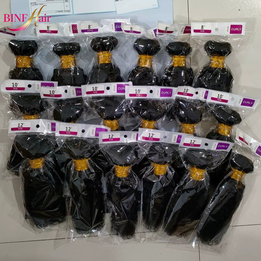 BINF Kinky Curly Echthaarbündel, Burmesische Jerry Curly, Wasserwellen - Bild 3