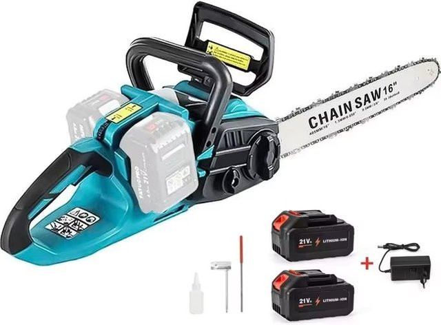 Betuyoo Akku-Kettensäge 16 Zoll mit 3500W, elektrische Kettensäge mit automatischer Ölschmierung und werkzeugloser Kettenspannung inklusive Ersatzakku - Bild 1
