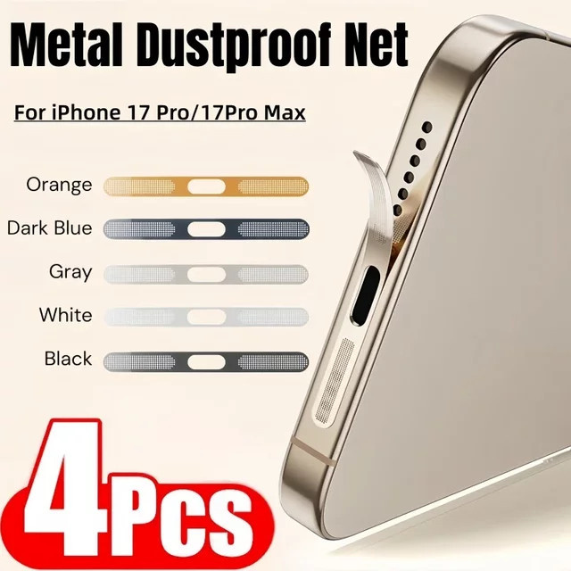 4er Set Metall Staubschutz-Gitter für iPhone 17 Pro Max in Weiß zum Schutz der Lautsprecheröffnungen - Bild 1