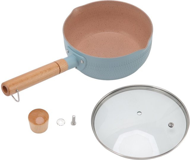 CosyHome Multifunktionale Stielkasserolle aus Aluminium mit Antihaftbeschichtung und Holzgriff, Blau - Bild 1