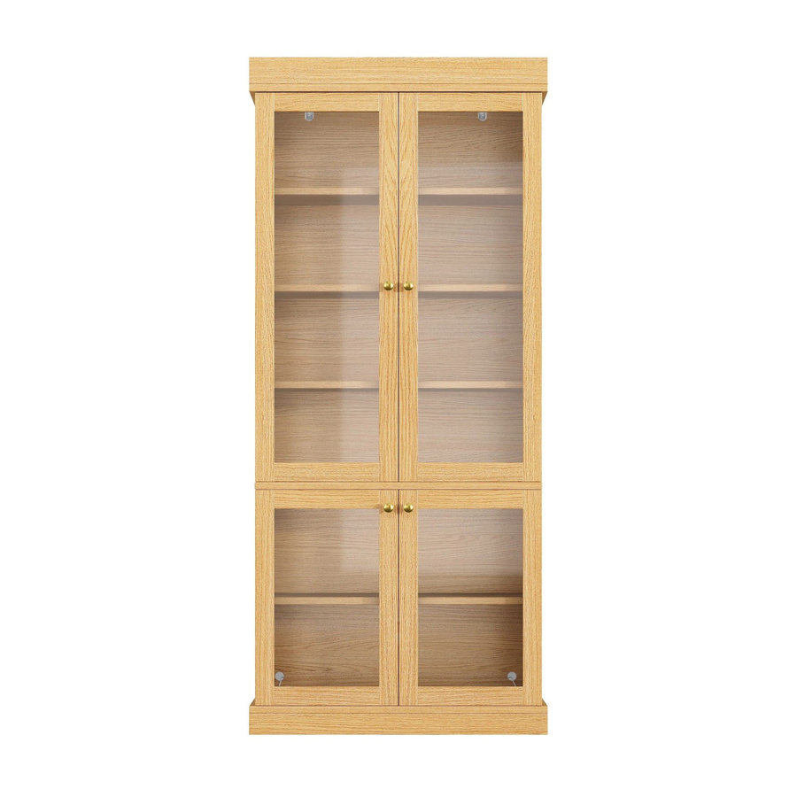 Merax Standhochschrank Glasvitrine mit LED-Beleuchtung in Naturbraun, H: 180 cm, B: 40 cm, T: 50 cm - Bild 2