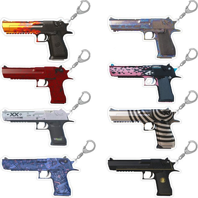 LuckySevenStore Schlüsselanhänger, CS2 GO Pistolen Desert Eagle Blaze Golden Koi Printstream, Acryl - Bild 1