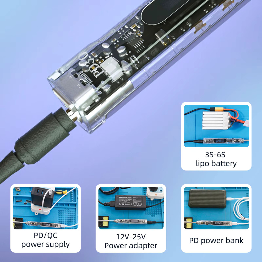 SEQURE SI012 Pro Elektrischer Lötkolben mit 2 Spitzen, einstellbare Temperatur und Schnellaufheizung, tragbares Mini Schweißwerkzeug, transparent - Bild 4