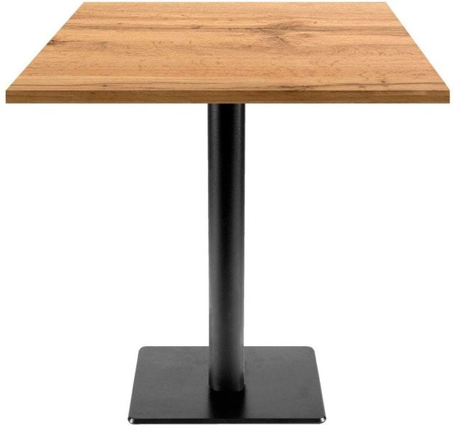RestooTab Tisch Milan T quadratisch mit Eiche-Dekor und schwarzem Gestell, B/T/H: 70 x 70 x 75 cm - Bild 1