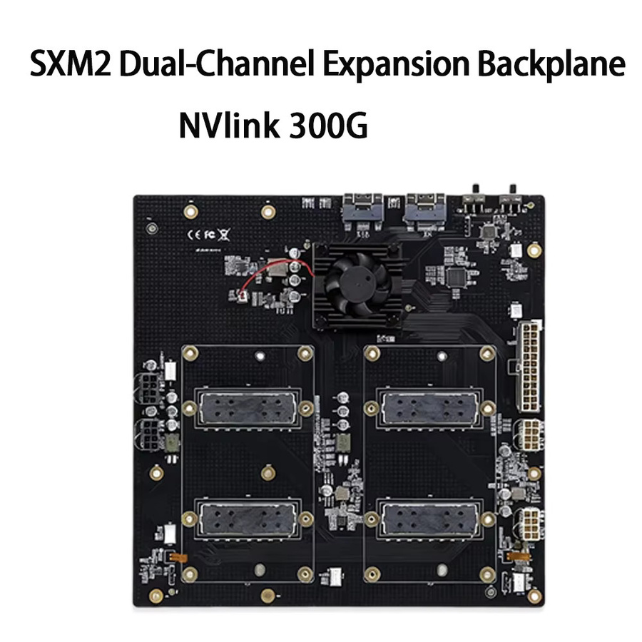 NVIDIA SXM2 NVLink 300G 4-Port 4-Wege Dual-Card Dual-Channel Pass-Through Erweiterungs-Backplane Adapterkarte in Schwarz - Bild 2