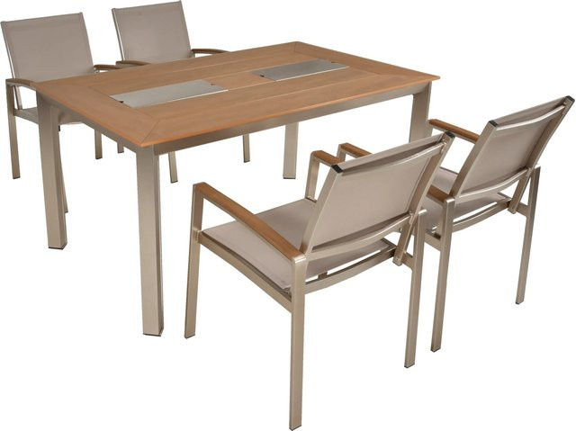 Garden Pleasure Gartenmöbel-Set Florence 5-teilig aus Aluminium und Kunststoff in Grau und Beige - Bild 1