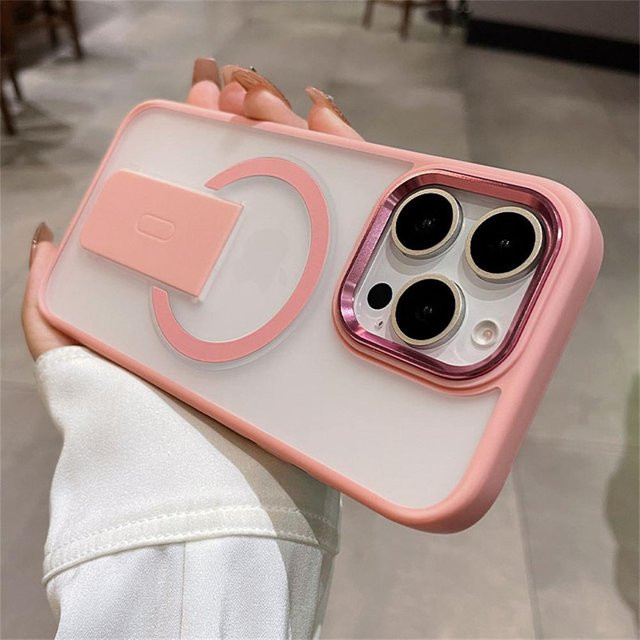 Stoßfeste iPhone Hülle mit magnetischer Matte und faltbarem Ständerhalter für MagSafe kabelloses Laden von Yiran Bag in Grau - Bild 1