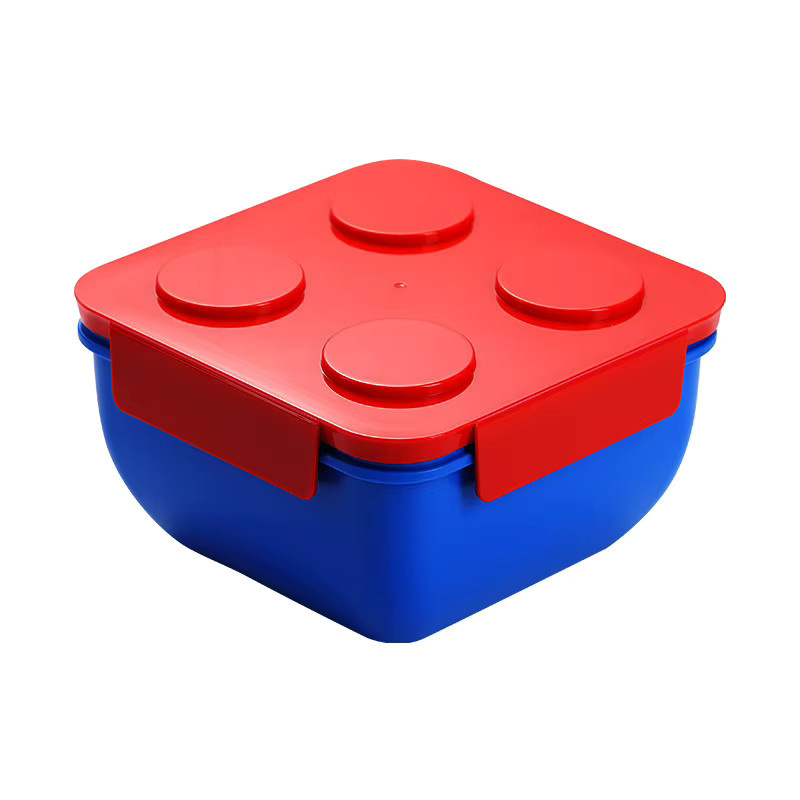 JUSTINLAU Tragbare Bento-Box aus Kunststoff mit versiegelbarem Deckel, bunte Baustein-Optik, rot/mehrfarbig - Bild 5