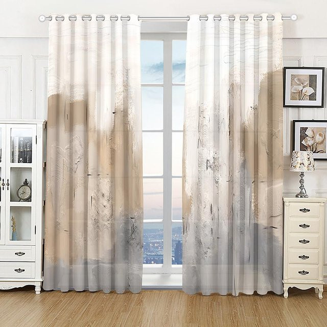 Yiran Furniture Sonnenschutz Vorhänge aus Polyester, 2 Paneele, semi-transparent, modern und schlicht, Breite: 100 cm, Höhe: 130 cm - Bild 1