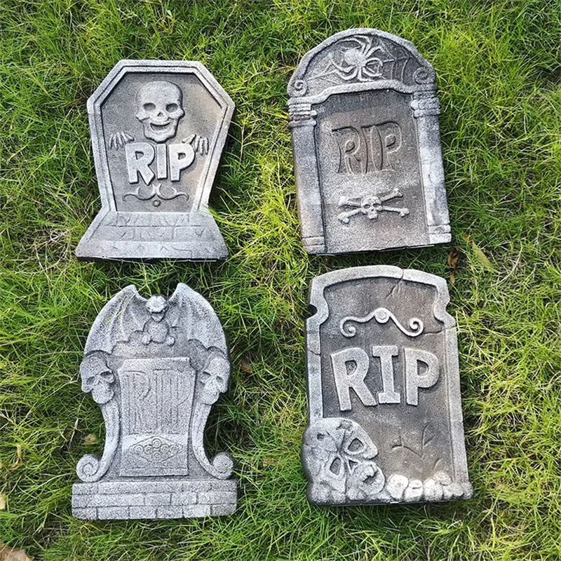 4er-Set Halloween Grabsteine aus Schaumstoff und Kunststoff in Grau für die Outdoor- und Heimdekoration - Bild 6