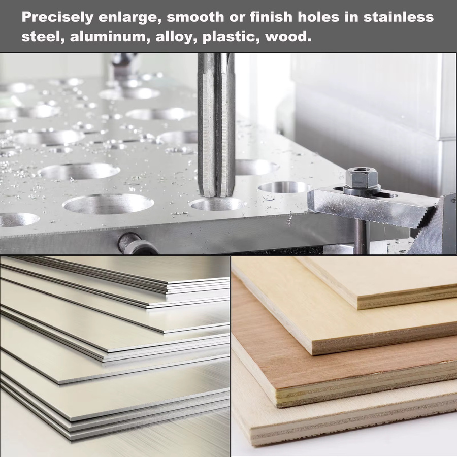 UXCELL Spannreibahle Set H7 mit gerader Flöte aus HSS-Cobalt für Stahl, Aluminium, Kunststoff und Holz, Farbe Silber, Durchmesser: 2,5 mm bis 13 mm - Bild 2