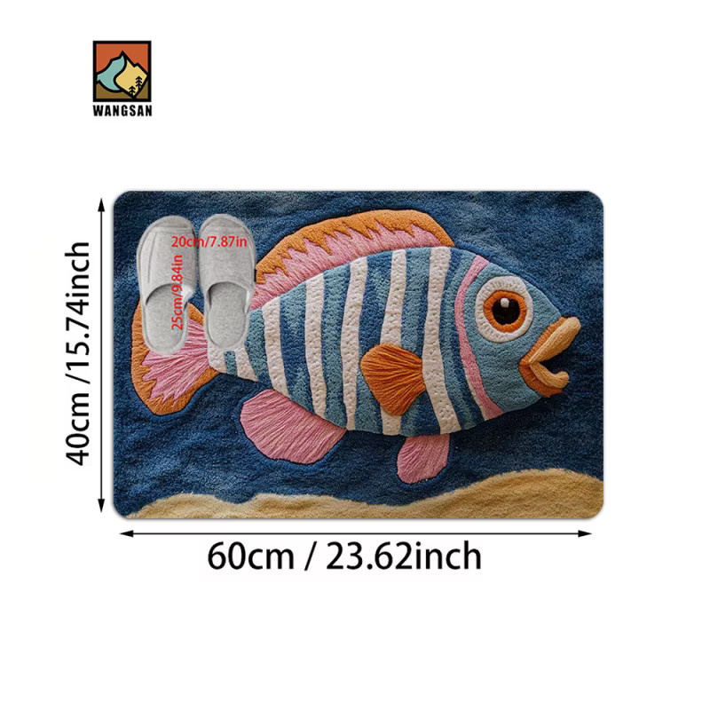 VIKAMA Badezimmermatte mit Fischmuster in Multicolour, weiche und kreative Bodenmatte für Badezimmer, Flur oder Wohnzimmer, B/T: 60 x 40 cm - Bild 5