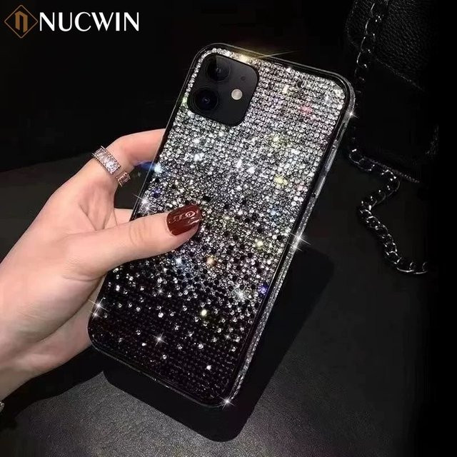 NUCWIN Glitzer Handyhülle mit Lanyard und Armband für iPhone 16 15 14 13 12 11 Pro Max Plus X XR XsMax in Grün - Bild 1