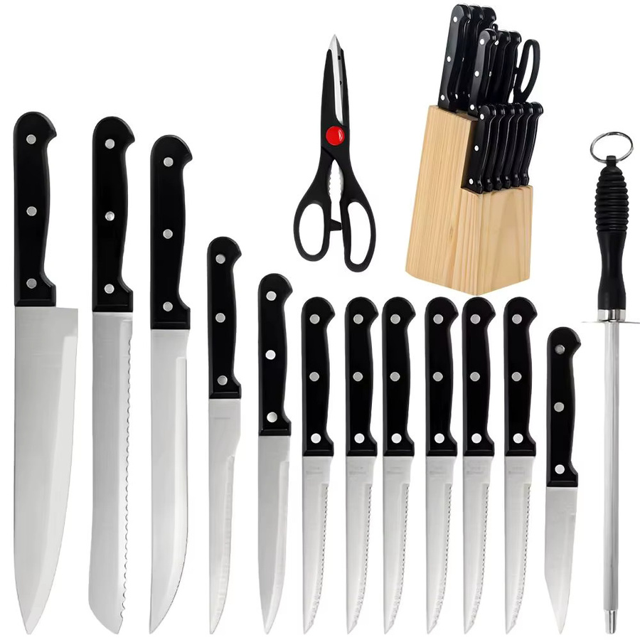 DFITO 15-teiliges Küchenmesser-Set aus Edelstahl mit Messerhalter in Schwarz - Bild 6