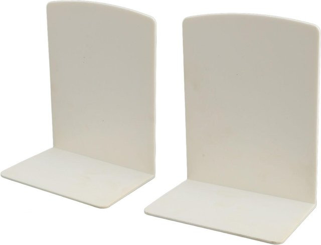 GoolRC Buchstützen aus Kunststoff in Weiß, 2er-Set für Schreibtisch und Bücherregal, modernes Design - Bild 1