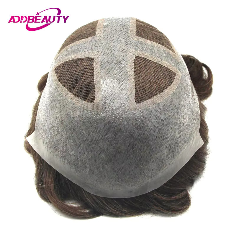 Addbeauty Haarsystem für Herren, Indisches Echthaar, Schweizer Spitze und PU - Bild 4