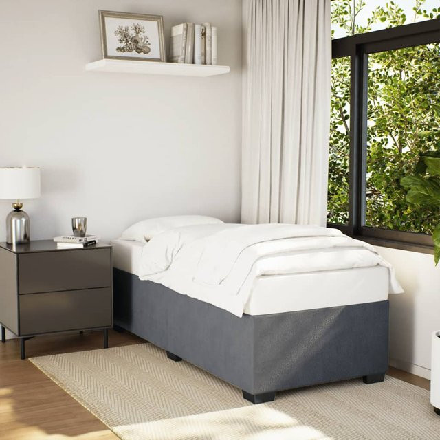 vidaXL Bettgestell aus Samt in Dunkelgrau, B/T/H: 90 x 190 cm - Bild 3