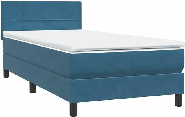 vidaXL Boxspringbett mit Matratze aus Samt in Dunkelblau mit USB-Ladeport und Unterbettbeleuchtung B/T/H: 80 x 220 cm - Bild 1