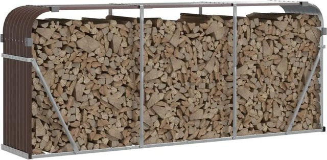 vidaXL Kaminholzunterstand aus verzinktem Stahl in Braun, B/T/H: 234 x 45 x 100 cm - Bild 1