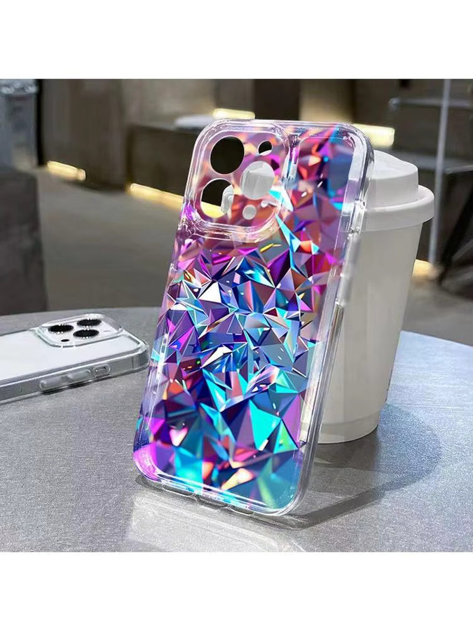 Samsung Handyhülle mit irisierendem Kristallcluster 2D-Muster in Multicolour für Galaxy S26 S25 S24 Ultra S23 S22 Plus S21 FE A17 A37 A57 A56 - Bild 5