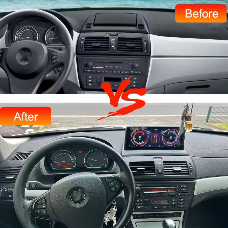 BONROAD Multimedia Radio für BMW X3 E83 (2004-2009) mit kabellosem CarPlay, Android Auto, GPS und Bluetooth in Schwarz - Bild 3