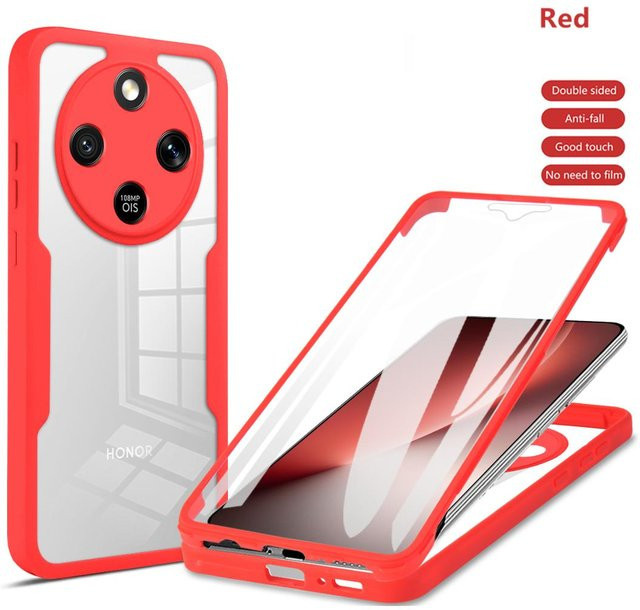 Stoßfeste Schutzhülle für Honor Magic 8 Lite und Honor X9d in Rot und Transparent - Bild 1