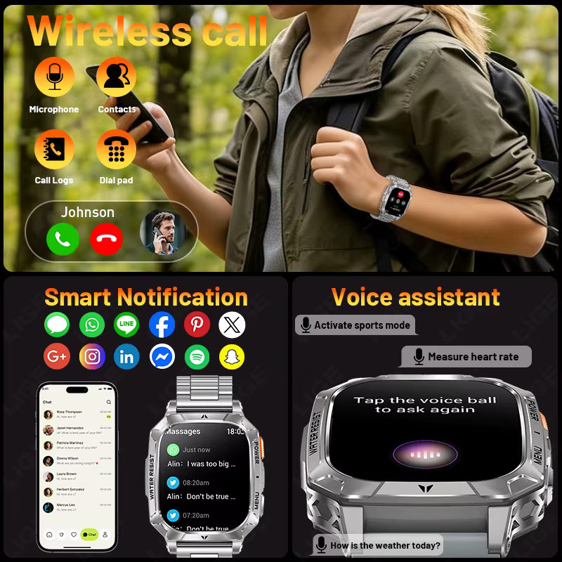 LIGE Smartwatch, Edelstahl, Schwarz, 10 ATM, Herren - Bild 3