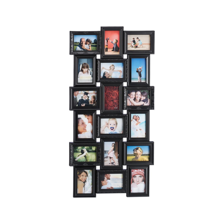 Relaxdays Bilderrahmen Collage im antiken Design aus Kunststoff und MDF in Schwarz für 18 Bilder, B/H/T: 104 x 54 x 2,5 cm - Bild 2