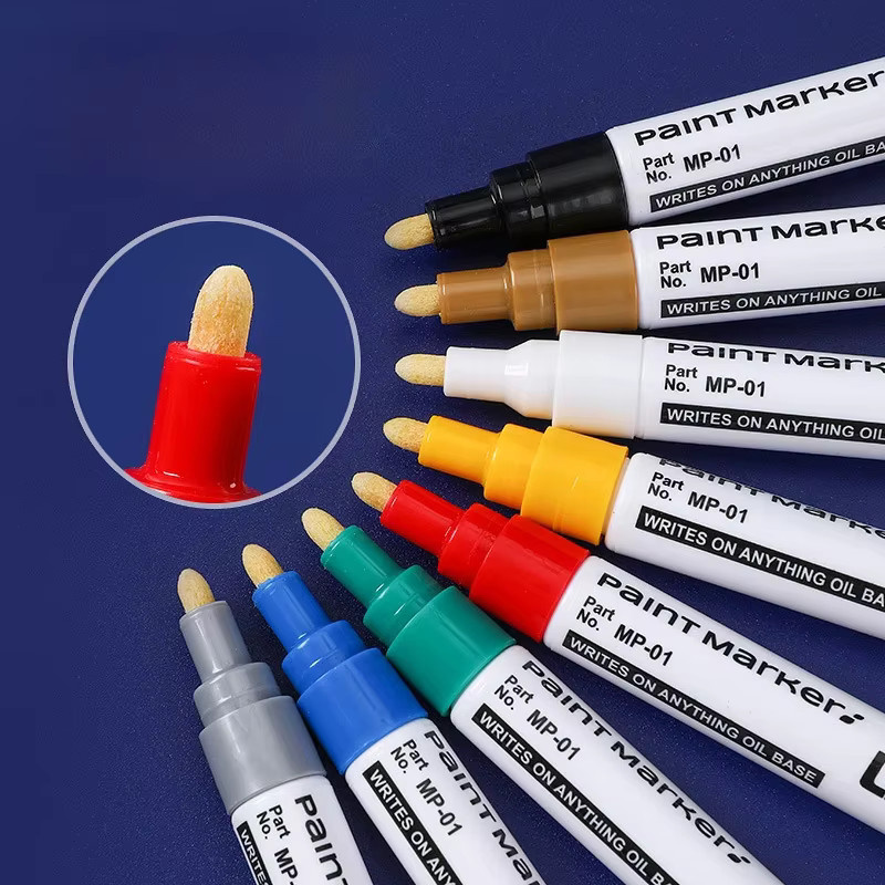 Kissbuty Permanent-Farbmarker Set mit 12 Farben, wasserfeste Markierungsstifte für Reifenprofil, Gummi, Stoff und Metall, Farbe: Weiß und Mehrfarbig - Bild 2
