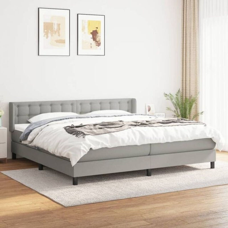Vidaxl Boxspringbett mit Matratze aus Stoff in Grau, B/T: 200 x 200 cm - Bild 1