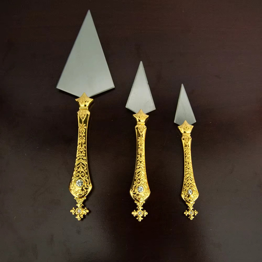 HTISOK Metallmesser für orthodoxe religiöse Rituale in Gold und Weiß mit dekorativen Mustern - Bild 4