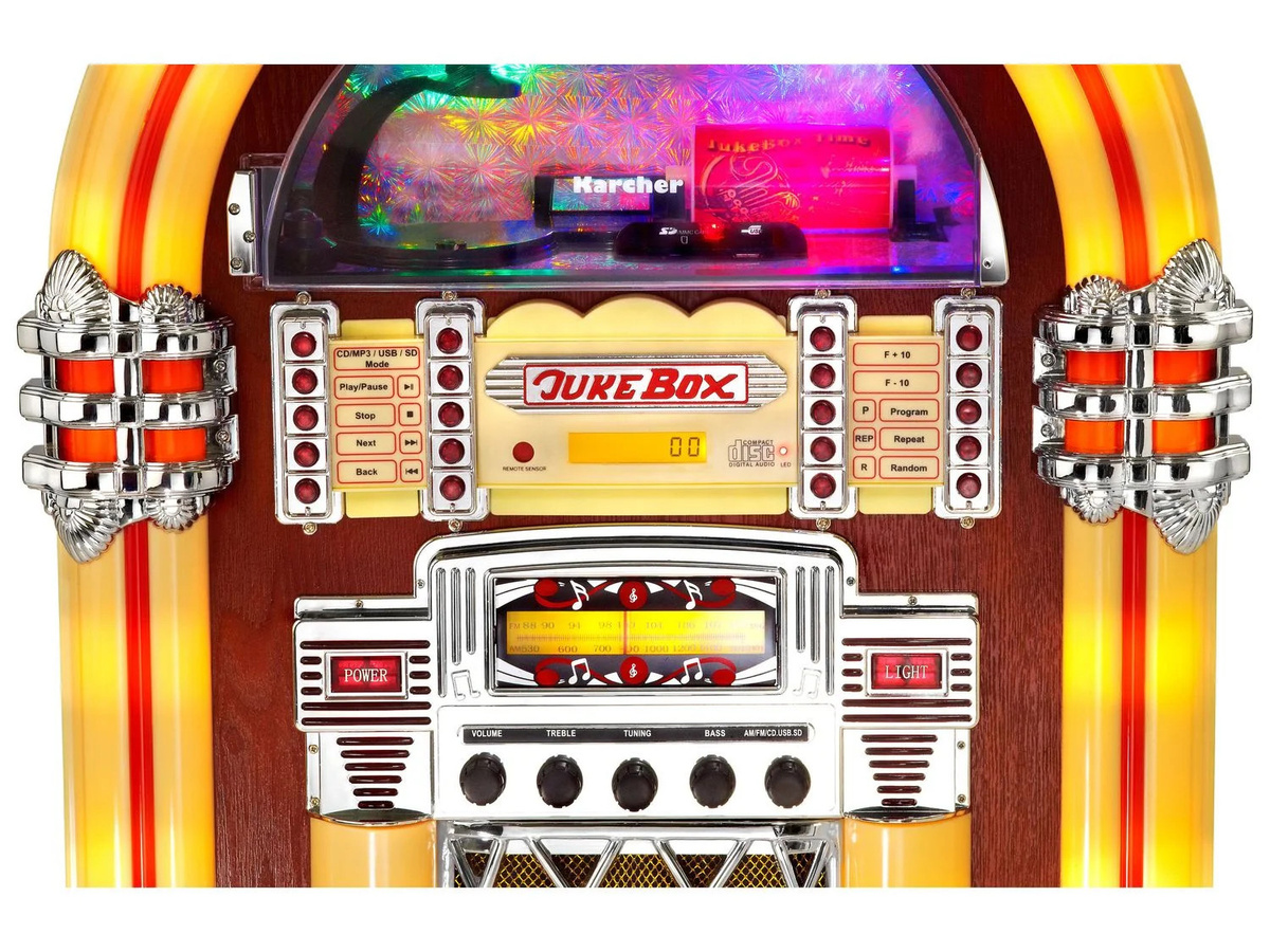 Karcher Jukebox JB 6604 in Braun mit Lichtshow, MP3, CD-Player, Radio sowie USB, SD und MMC Anschlüssen und mehrfarbiger Beleuchtung - Bild 3