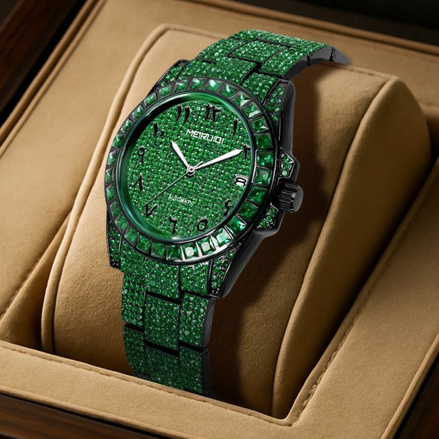 MEIRUIQI Armbanduhr Edelstahl, Analog-Digital, Grün, Herren - Bild 1